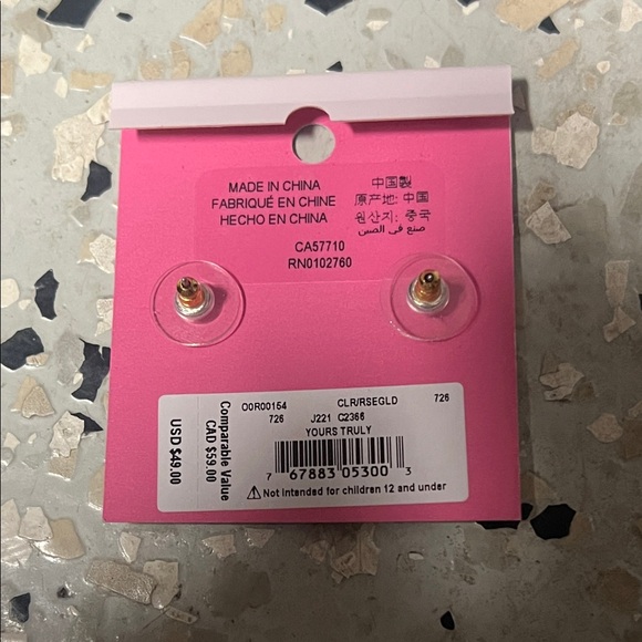Kate Spade Glittering Pink Heart Studs - Picture 2 of 2